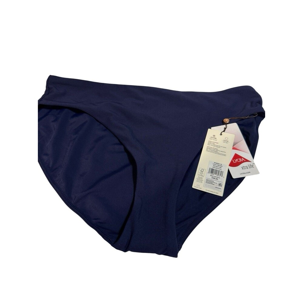 CALIA Core Mid Rise Bikini Bottom Opulent Blue Navy Medium NWT
